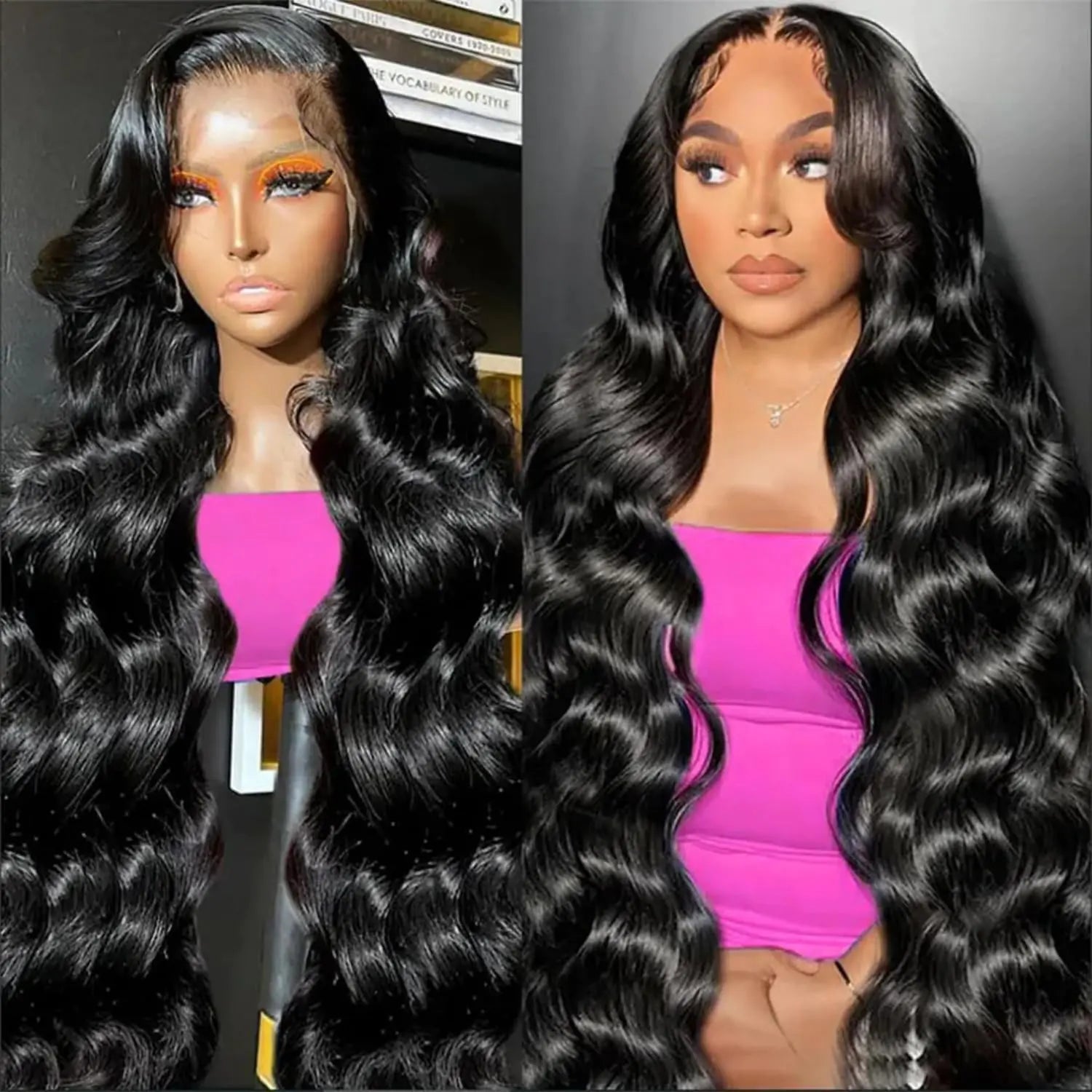 oisiyu 13x6 HD Lace Front Wigs Human Hair 13x6 Body Wave Lace Frontal Wigs 180% Density Transparent Lace Frontal Wigs for Women Pre Plucked with Baby Hair Glueless Super Soft Natural Color 24 Inch