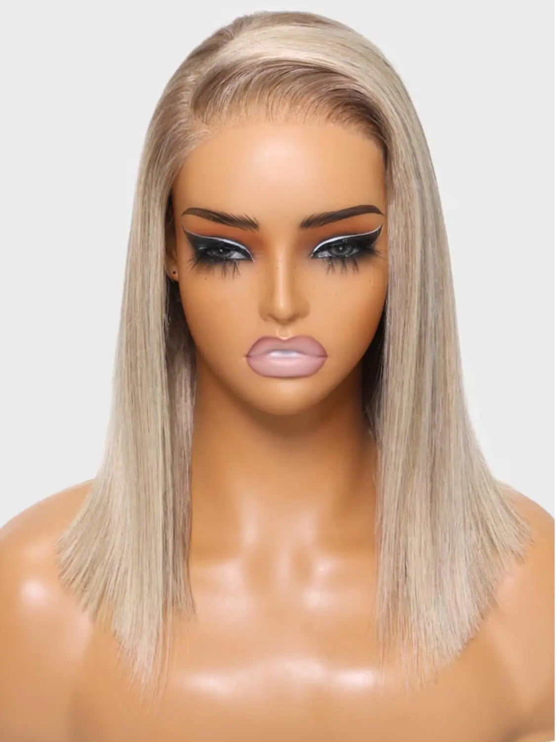 UNICE Bye Bye Knots Glueless Wigs Human Hair Pre Plucked Pre Cut 7x5 Lace Closure Wig Straight Short Bob Wig Ready to Go Bleached Knots Blonde with Brown Root 150% Density 12 Inch