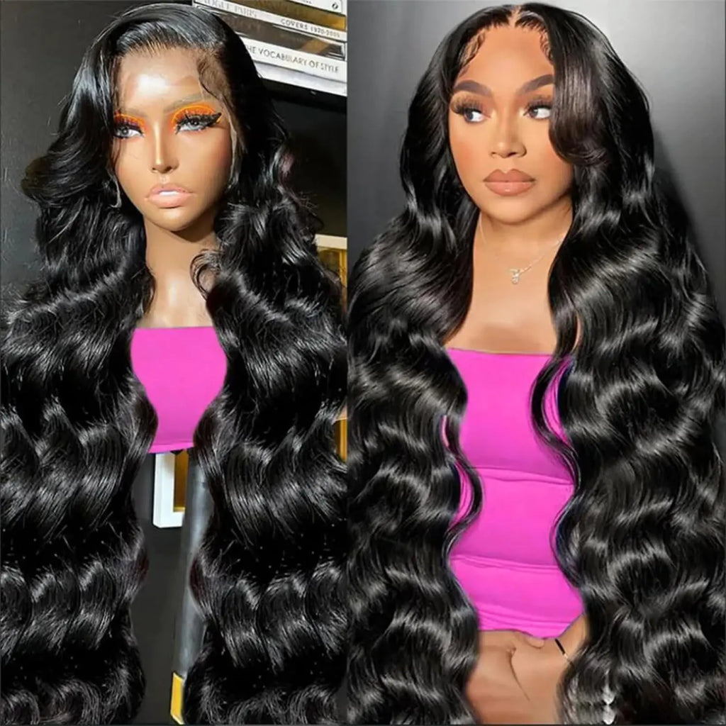 oisiyu 13x6 HD Lace Front Wigs Human Hair 13x6 Body Wave Lace Frontal Wigs 180% Density Transparent Lace Frontal Wigs for Women Pre Plucked with Baby Hair Glueless Super Soft Natural Color 24 Inch