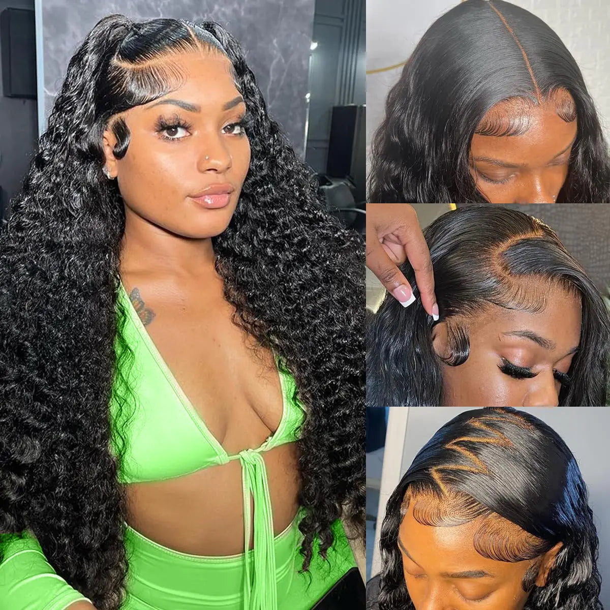 14 Inch Deep Wave Lace Front Wigs Human Hair 13x6 Deep Wave HD Transparent Lace Frontal Wigs for Women 13x6 Lace Front Wigs Virgin Remy Human Hair Wig for Women Deep Wave 13x6 Frontal Wig