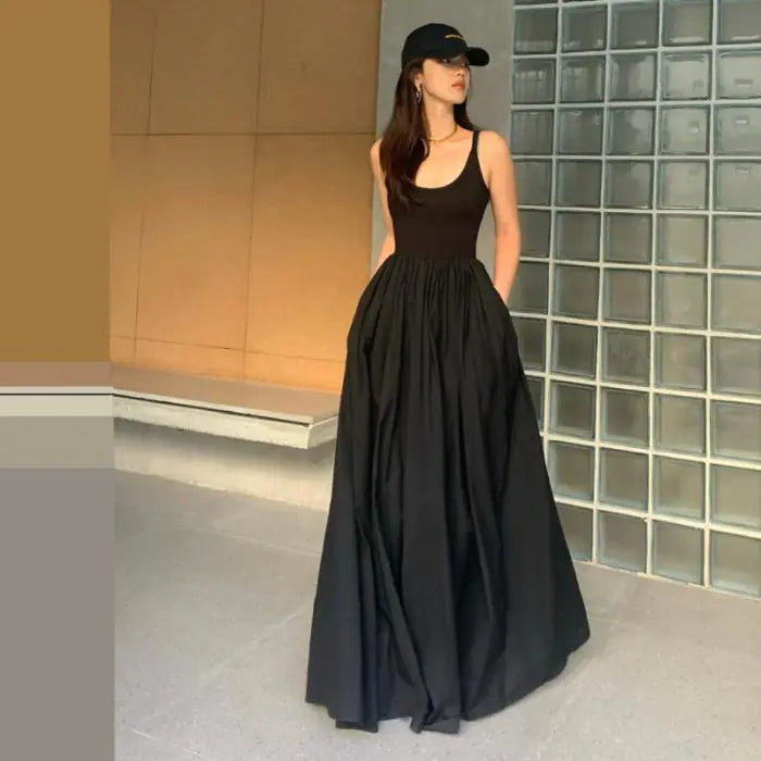French Platycodon Grandiflorum Hepburn Style Vest Dress