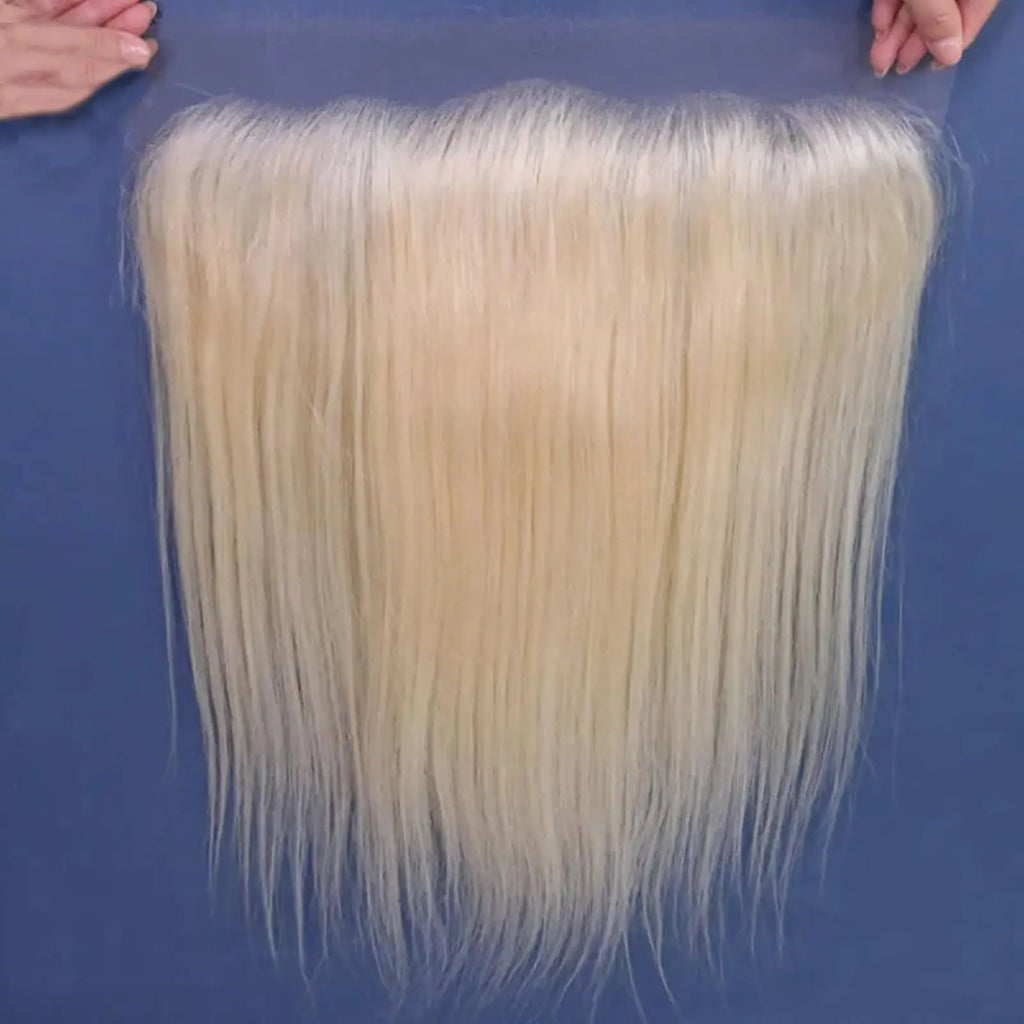 613 Blonde Frontal 13x4 HD Transparent Lace Frontal Closure With Baby Hair 100% Blonde Human Hair 613 Frontal Ear To Ear 613 Frontal Free Part Natural Hairline 150% Density 16 Inch